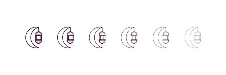 ramadan month outline icon. Linear vector from religion concept. 6 different line style ramadan month icon included thin, light, regular, medium, bold, black