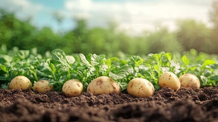 Growing potato harvest and producing vegetables cultivation