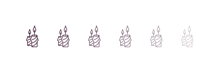 candles outline icon. Linear vector from religion concept. 6 different line style candles icon included thin, light, regular, medium, bold, black