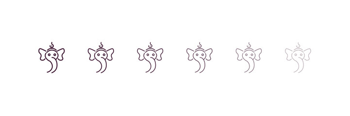 ganesha outline icon. Linear vector from religion concept. 6 different line style ganesha icon included thin, light, regular, medium, bold, black