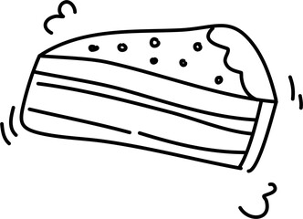 Slice cake doodle line art