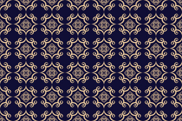 Oreintal Flora Damask Seamless pattern  embroidery, Indian style.  art ornament print.Design for carpet, cover,wallpaper, wrapping, fabric, clothing 