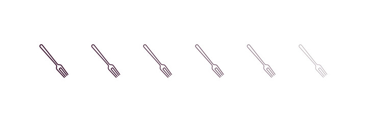 salad fork outline icon. Linear vector from restaurant concept. 6 different line style salad fork icon included thin, light, regular, medium, bold, black