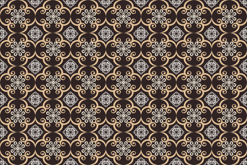 Oreintal Flora Damask Seamless pattern  embroidery, Indian style.  art ornament print.Design for carpet, cover,wallpaper, wrapping, fabric, clothing 