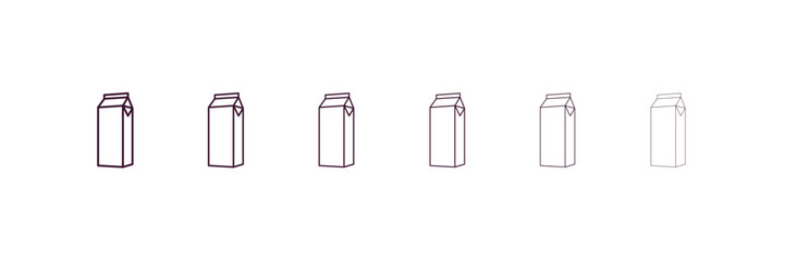 milk brick outline icon. Linear vector from restaurant concept. 6 different line style milk brick icon included thin, light, regular, medium, bold, black