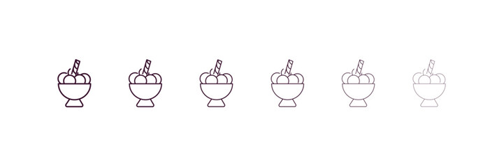 ice cream balls cup outline icon. Linear vector from restaurant concept. 6 different line style ice cream balls cup icon included thin, light, regular, medium, bold, black