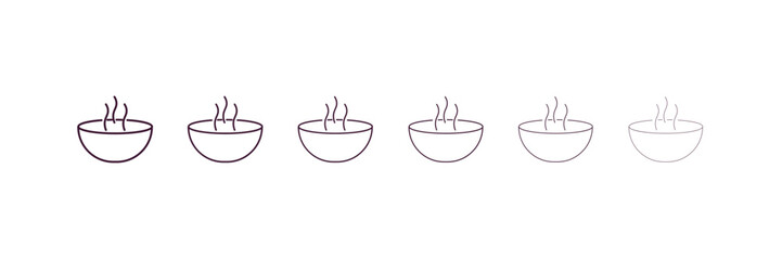 hot soup outline icon. Linear vector from restaurant concept. 6 different line style hot soup icon included thin, light, regular, medium, bold, black