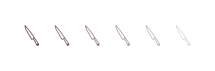 Obraz premium thin knife outline icon. Linear vector from restaurant concept. 6 different line style thin knife icon included thin, light, regular, medium, bold, black