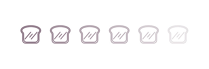 toasted bread outline icon. Linear vector from restaurant concept. 6 different line style toasted bread icon included thin, light, regular, medium, bold, black