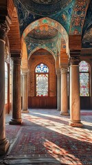 Obraz premium Interior of a mosque with columns and windows