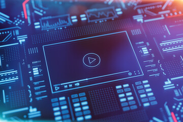 Video on demand. Concept of VDO streaming media, video streaming technology, webinar, online live video marketing, digital video advertising and media marketing.