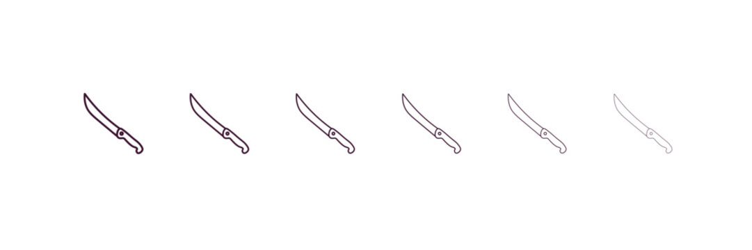 butcher knife outline icon. Linear vector from restaurant concept. 6 different line style butcher knife icon included thin, light, regular, medium, bold, black