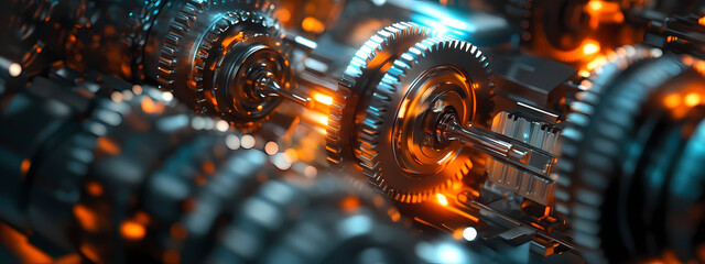 Complex Industrial Mechanism with Polished Shafts