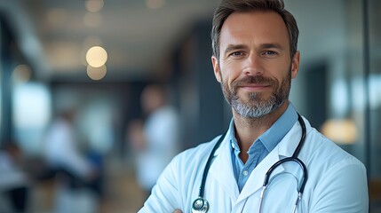 Fototapeta premium Medical expert: text focused on a doctor
