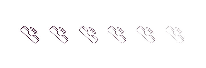 ringing outline icon. Linear vector from tools concept. 6 different line style ringing icon included thin, light, regular, medium, bold, black