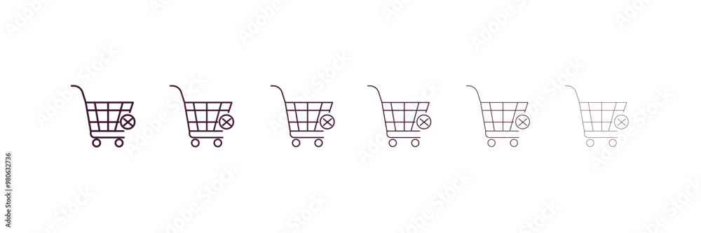 Aufkleber empty shopping basket outline icon. linear vector from tools concept. 6 different line style empty s