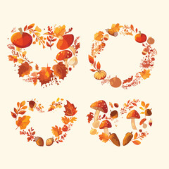 Autumn Decorative Illustration with Trees and Leaves 