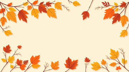Fototapeta premium Fall sale banner template on a beige background with copy space for the online promotion of autumn products, shopping mall offer, Autumn shopping concept,
