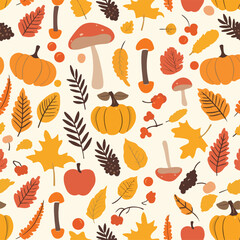 Autumn Decorative Illustration with Trees and Leaves 