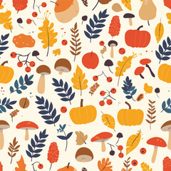 Autumn Decorative Illustration with Trees and Leaves 