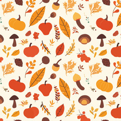 Autumn Decorative Illustration with Trees and Leaves 