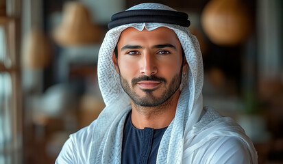 Portrait of a Confident Middle Eastern Man in Traditional Attire