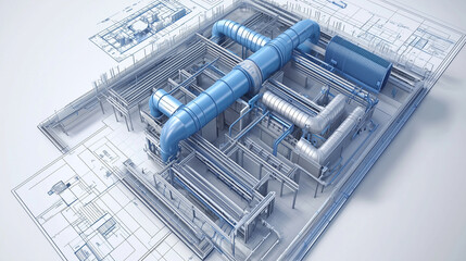 3D Blueprint of Modern Architectural Ventilation System Design