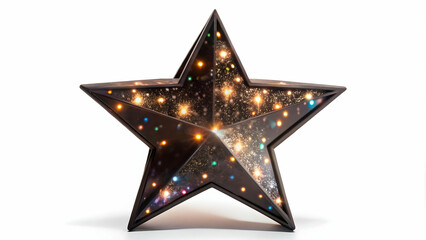 Obraz premium Flat Floating Holographic Star Icon: A Vibrant Symbol of Hope and Celebration for Happy New Year 2025 � Isolated Against a White Background