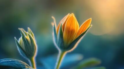 Beautiful Orange Flower Bud with Soft Background