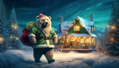 Obraz premium A bear giving a present