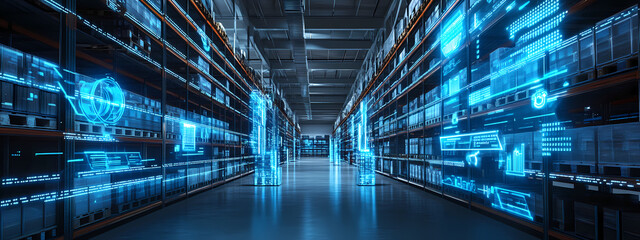 Futuristic Logistics Hub with Real-Time Data Systems