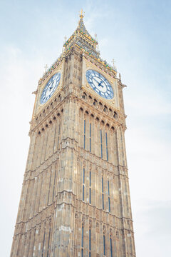 View of the Big Ben tower in Westminster, London, UK. It is a UNESCO World Heritage Site