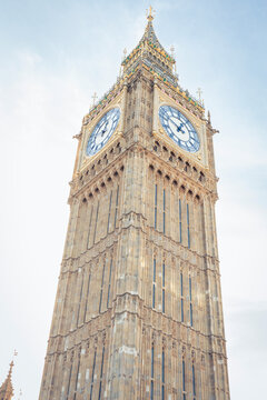 View of the Big Ben tower in Westminster, London, UK. It is a UNESCO World Heritage Site
