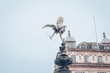 Eros Cupid statue in Piccadilly Circus, London, England, UK.