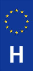 Hungarian Euroband with National Symbol: Blue Background Featuring the European Union and Hungarian Identity for Vehicle Registration.