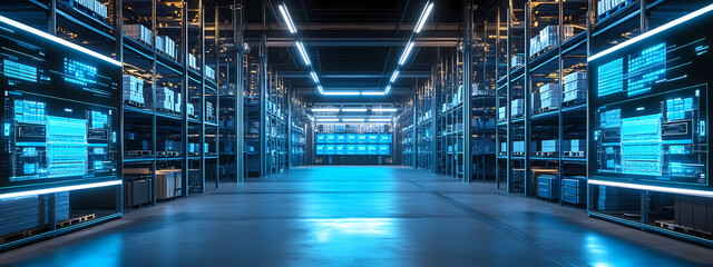 Fototapeta premium Futuristic Logistics Hub with Real-Time Data Systems
