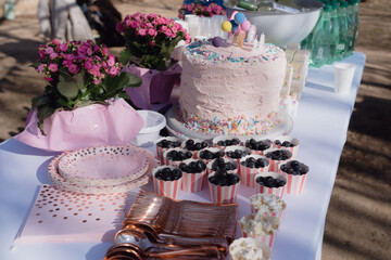 birthday cake on table