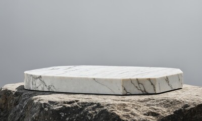 Marble pedestal against light background 