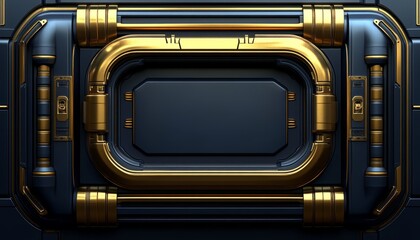 Abstract Futuristic Panel with Gold Accents and a Blank Space