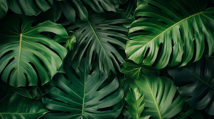Fototapeta premium Tropical green leaves background