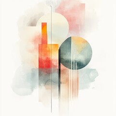This artwork features a blend of soft pastel circles, triangles, and rectangles on a white background, perfect for contemporary presentations and portfolios