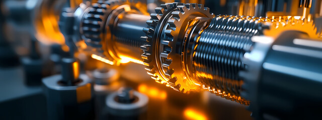 Fototapeta premium High-Tech Industrial Machine with Illuminated Gears