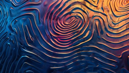 Geometric abstract background with fingerprint pattern. 3D plastic labyrinth texture banner. Soft spiral embossed background.	