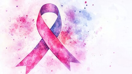 Watercolor Style Pink Awareness Ribbon for Supporting Cancer Awareness Campaigns and Events