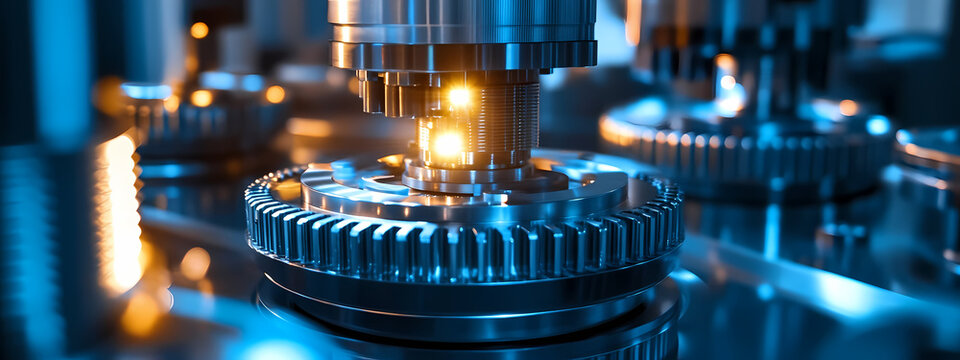 High-Tech Industrial Machine with Illuminated Gears