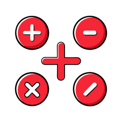 Obraz premium Basic Math Symbols in Red and White for Educational Concepts