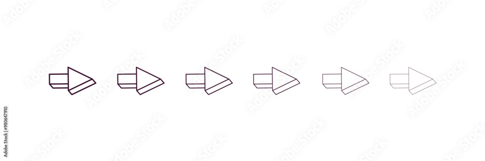 Poster 3d forward arrow outline icon. linear vector from user interface concept. 6 different line style 3d 