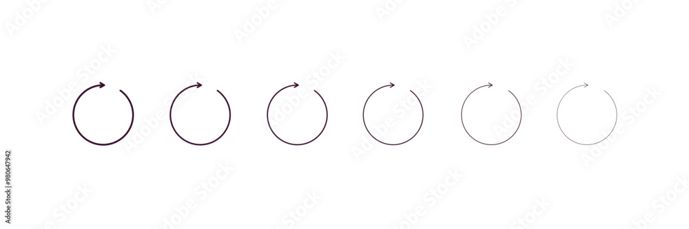 Aufkleber looping arrows outline icon. linear vector from user interface concept. 6 different line style loopi