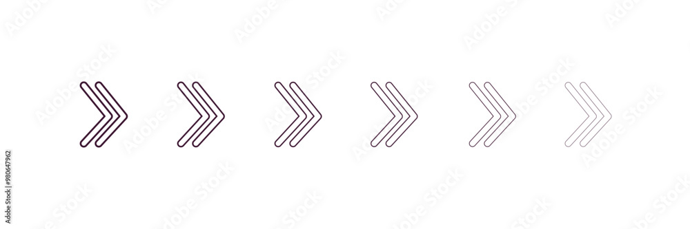 Poster arrowheads outline icon. linear vector from user interface concept. 6 different line style arrowhead