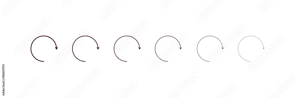 Poster rotated right arrow outline icon. linear vector from user interface concept. 6 different line style 